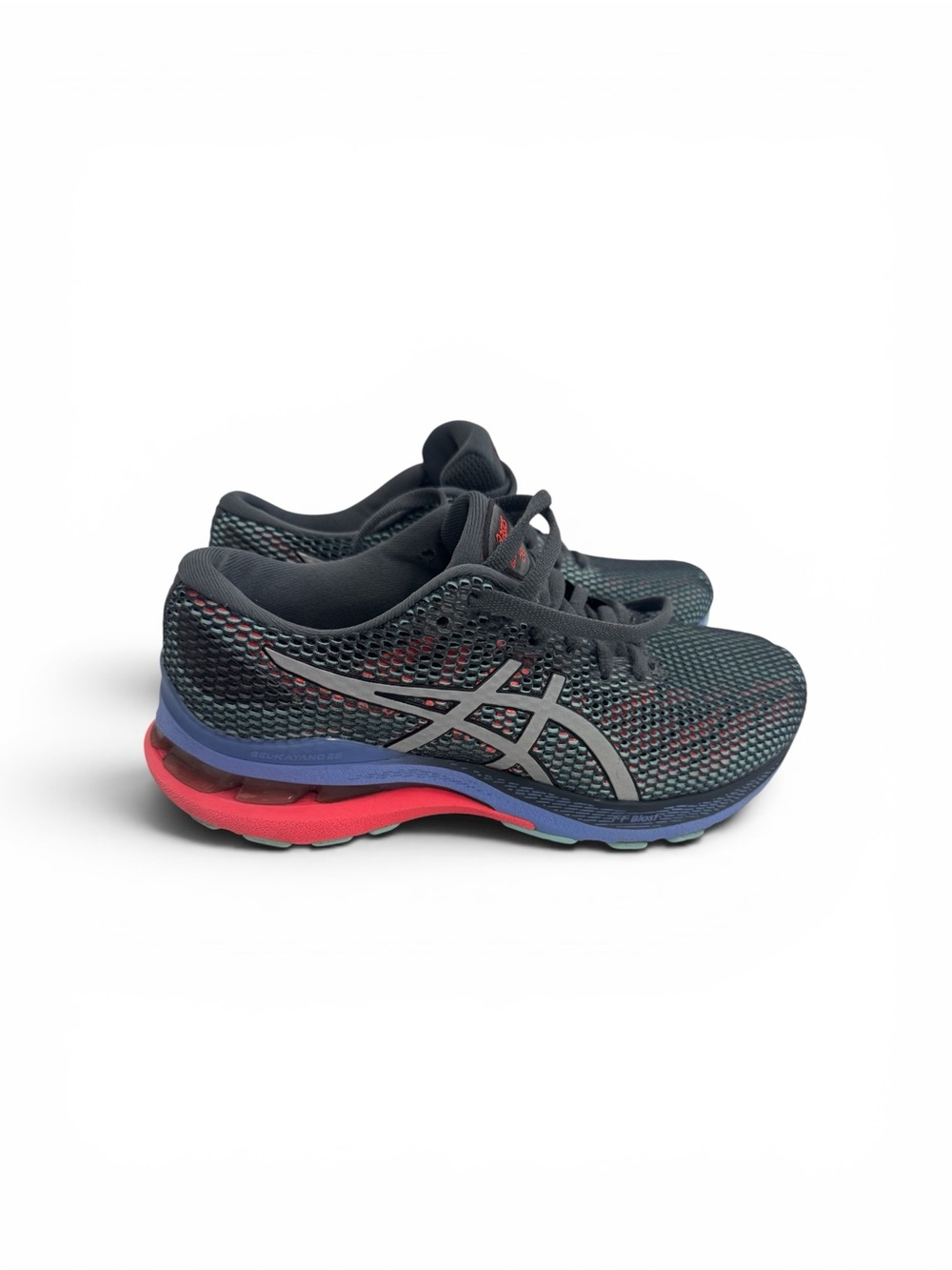 ASICS Gray Running Shoes with Pink & Blue Accents